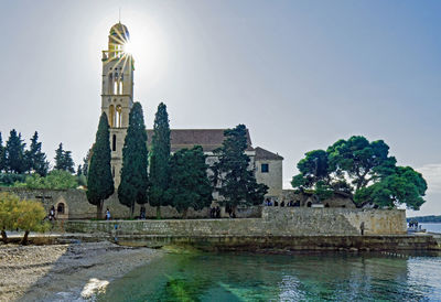 View of buildings against clear sky