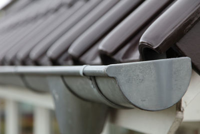 Close-up of gutter on roof