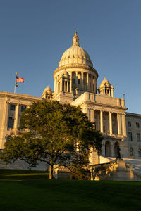 Rhode island state house at golden hour