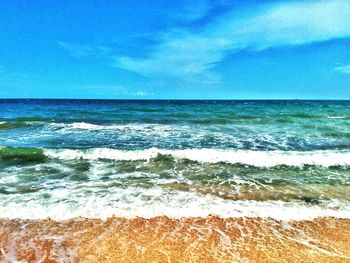 Scenic view of sea against cloudy sky