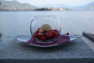 Close-up of fruits in plate