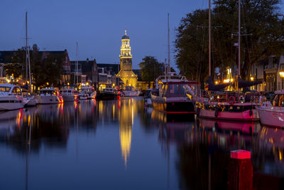 View on the city lemmer in the netherlands at sunset