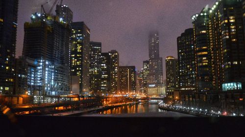 Illuminated city at night