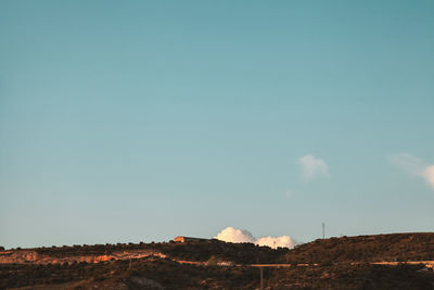 Scenic view of land against clear sky