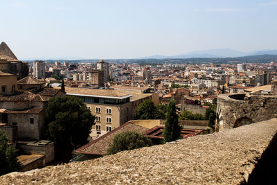 High angle view of townscape against sky