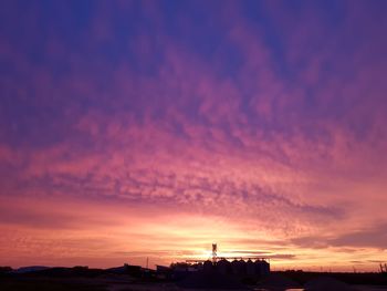 Silhouette buildings against sky during sunset