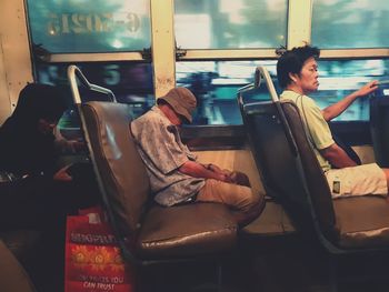 People sitting in train