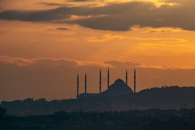 Sunrise and mosque silhouette in istanbul