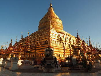 Low angle view of pagoda against clear sky