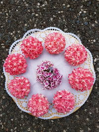 High angle view of pink petals