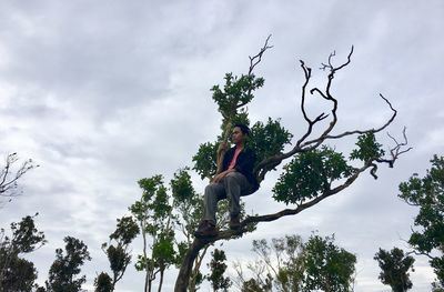 Low angle view of trees against sky