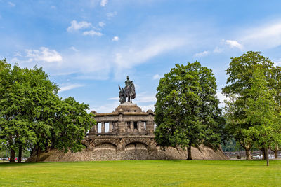 Koblenz, rhineland-palatinate, germany.  kaiser wilhelm monument at deutsches eck, germany. 