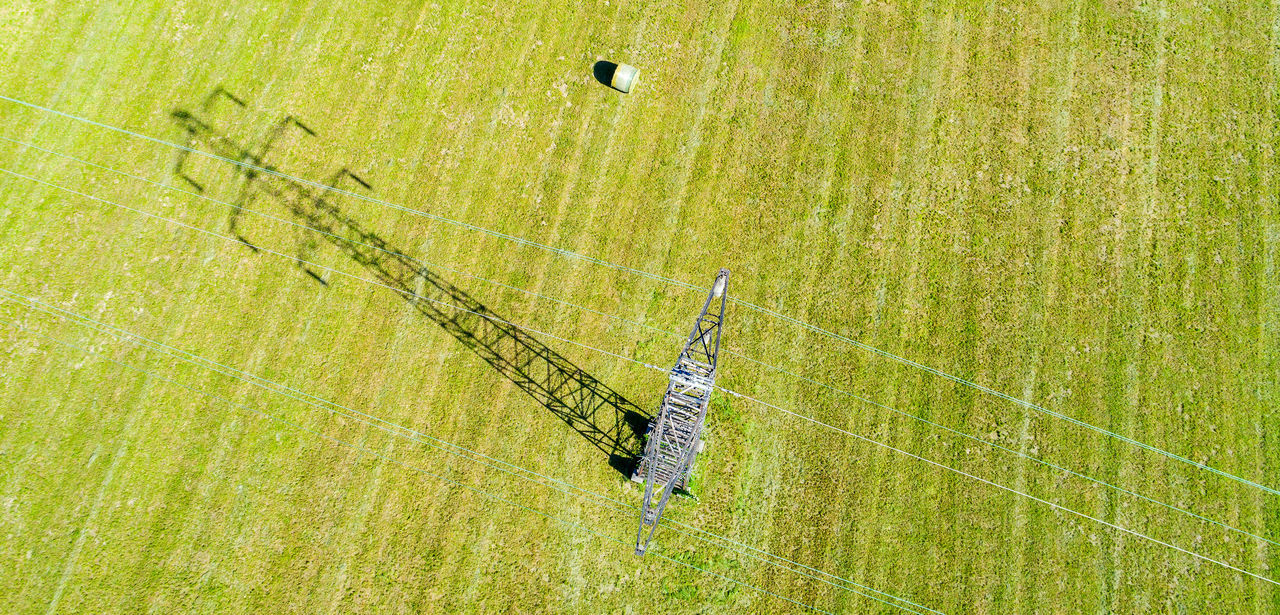 HIGH ANGLE VIEW OF SOCCER FIELD ON GRASS