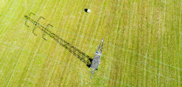 High angle view of soccer field