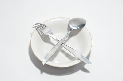 High angle view of ice cream against white background