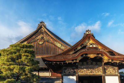 Low angle view of temple against sky