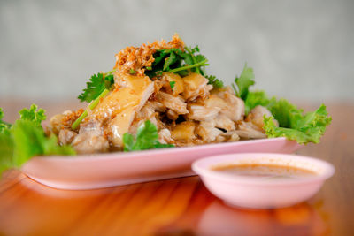 Close-up of meal served in bowl