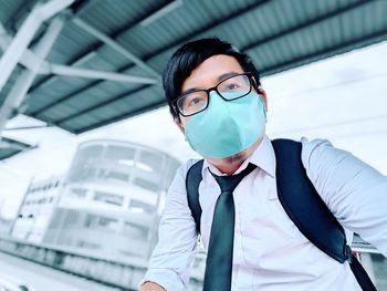 Man wearing protective face mask