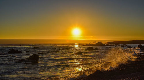 Scenic view of sea against sky during sunset