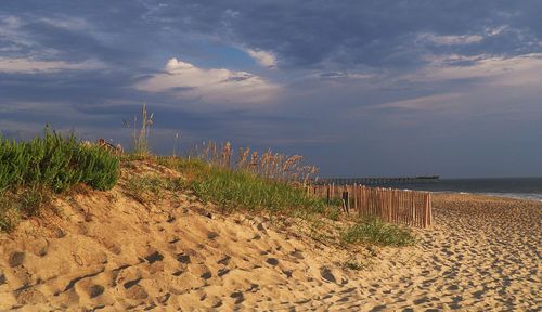 Scenic view of beach against sky