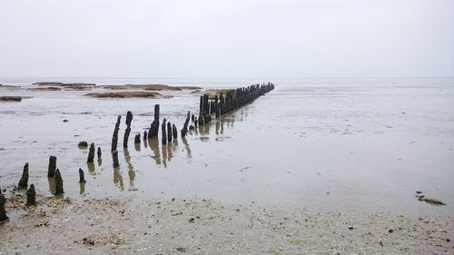 Scenic view of sea against clear sky