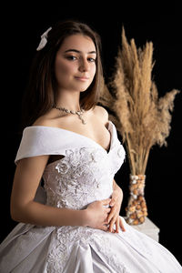 Beautiful young woman with hands