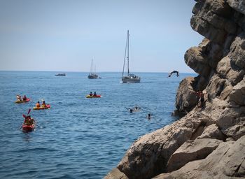 Scenic view of sea against clear sky