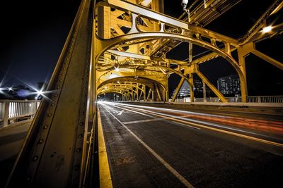 Light trails on bridge at night