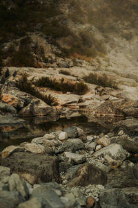 Rocks in lake