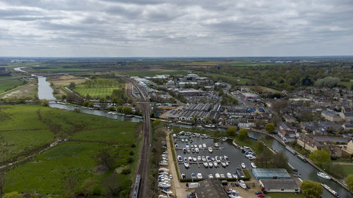 The river great ouse passing through the town of ely in cambridgeshire, uk