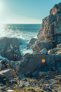 Scenic view of sea against clear sky