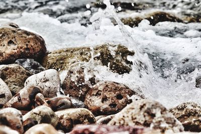 Close-up of pebbles on beach