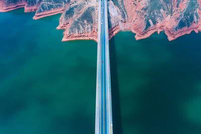 Aerial view of bridge over sea