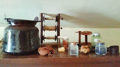 Bottles on table