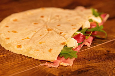 Close-up of sandwich on table