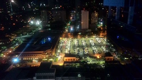 Illuminated buildings at night