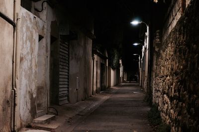 Narrow alley along buildings