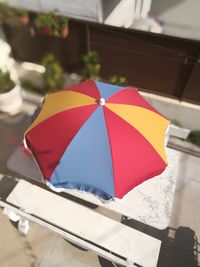 Close-up of multi colored umbrella