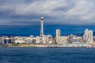 A view of the seattle waterfront and buildings.