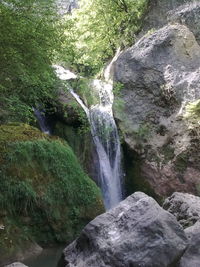 Scenic view of waterfall