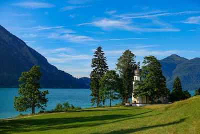 Scenic view of lake against sky