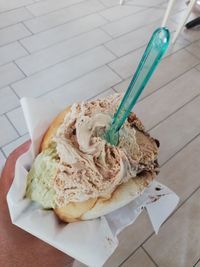 High angle view of food on table