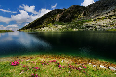 Scenic view of lake against sky