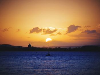 Scenic view of sea at sunset