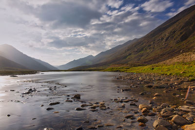 Scenic view of lake against sky