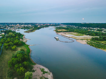 High angle view of city against sky