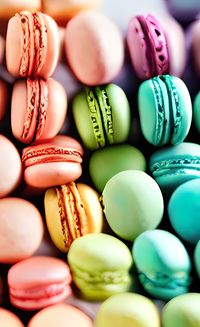 Colorful macaroons on a wooden table