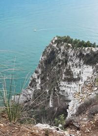 High angle view of rocks on beach