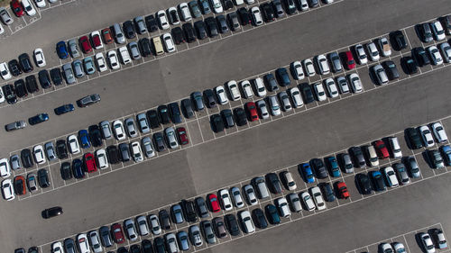 High angle view of buildings in city