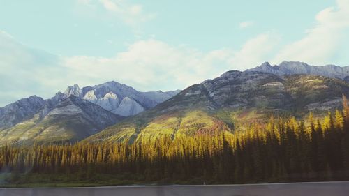 Scenic view of mountains against sky